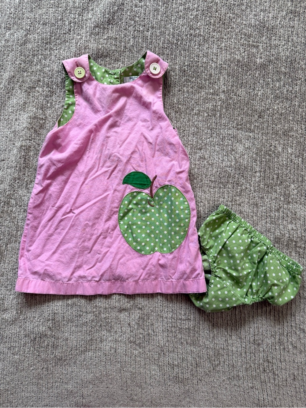 Baby Boden 18-24M Pink Apple Applique Dress Matching Bloomers